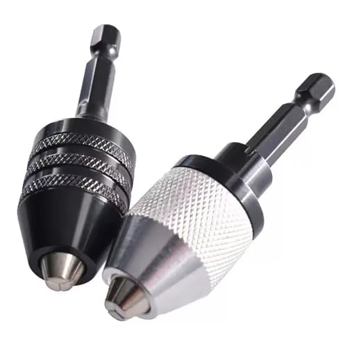 Ekoyeela 2Pcs Drill Chuck Adapter, 1/4 Inch Hex Shank Quick Change Chuck Converter, Drill Tool Attachment Adapter (0.6-8mm,0.3-6.5mm)