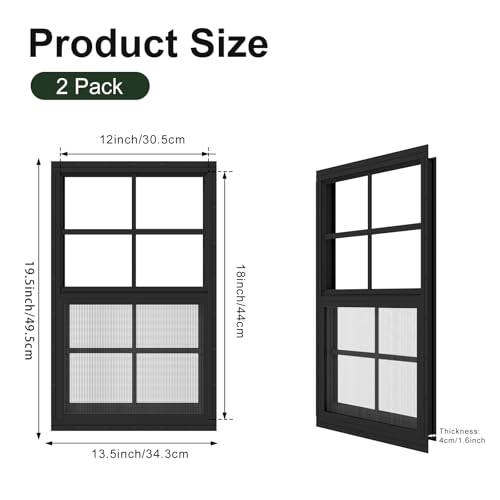 Ventanas de cobertizo 12x18 con vidrio templado pack de 2 unidades negras 3