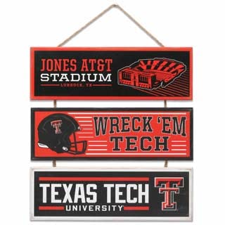 Open Road Brands Texas Tech University Football Stadium Linked Wood Wall Decor - Vintage Red Raiders Sign for Man Cave or Dorm Room