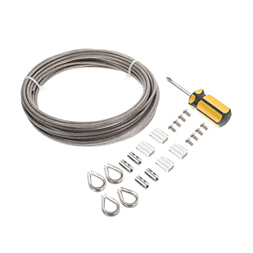 Hohopeti 1 Set Wire Rope Kit Cable Kits for Railing Garden Fence Steel Cable Kit Steel Wire Cable Kit Wire Cable Kit for Decking Steel Cable with Wire Clamp Cable Sleeve Stainless Steel
