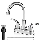 Cinwiny Bathroom 4 Inch Centerset Sink Faucet Polished Chrome Bathroom Faucet Two Handle 360 Swivel