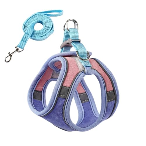 Adjustable Arnés para gatos con correa reflectante, antifuga y transpirable para gatos (azul y pink,S)