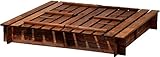 dobar 94360FSC – Sandkasten Holz mit Deckel mit Sitzbank, Sandkiste Bank groß XL viereckig mit Abdeckung, 118 x 118 x 20 cm, FSC-Holz, braun - 4