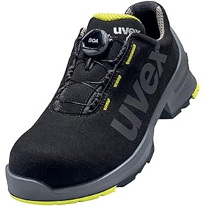 Uvex 1 Safety Low Shoes S2 Black/Yellow Work Shoes for Men & Women Water Resistant Breathable ESD Sole