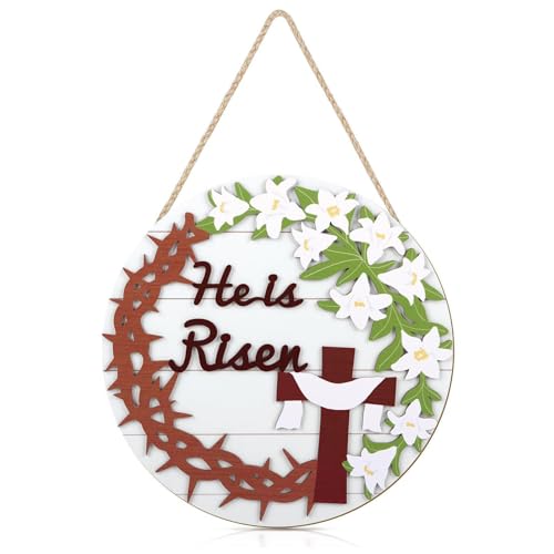 Letrero de bienvenida de Pascua en madera rústica para decorar colgar en la pared de casa 2