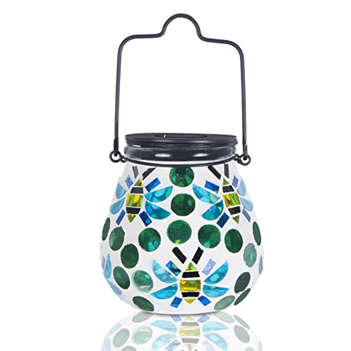 Mosaic Solar Light Outdoor Hanging Lantern - Bee Theme Jar Lantern Waterproof Table Lamp For Garden, Patio, Party, Yard, Outdoor Indoor Decoration #TOP24