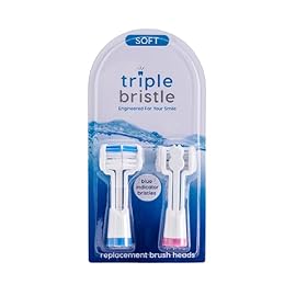 Triple Bristle Replacement Brush Head Refills | Innovative 3 Head Design | Compatible with Triple Bristle Brand Sonic Toothbrush | Color Changing Indicator Bristles | 2 Pack (Blue & Pink)