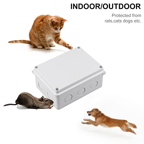 CPROSP Abzweigdose Wasserdicht IP65 Feuchtraumdosen Aufputz-Abzweigkasten 200x100x70mm für Ø12-15 mm, mit 10x Kabelverschraubungen, mit Lochsäge 20mm