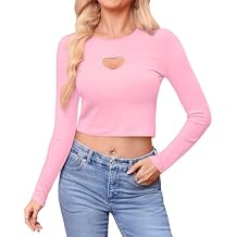 For G and PL Women St. Patricks Day Crewneck Long Sleeve Shirt Shamrock Slim Fitted Ribbed Crop Top