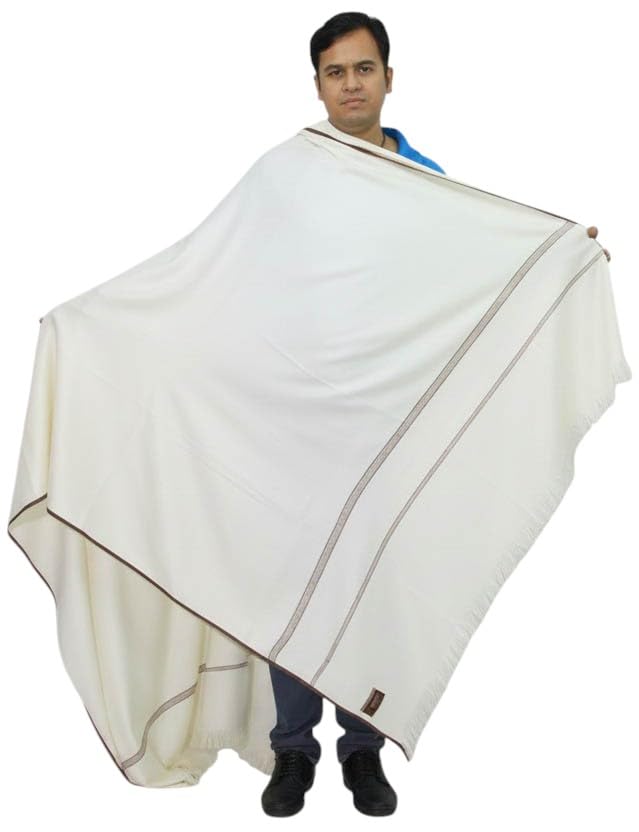 v vrinde Vrinde Cream Pashmina Self Design Men's Shawl KA-SWL-06-picture-18