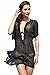 MG Collection Sheer Chiffon V-Neck Swimsuit Cover Up / Beachwear Dress, Black