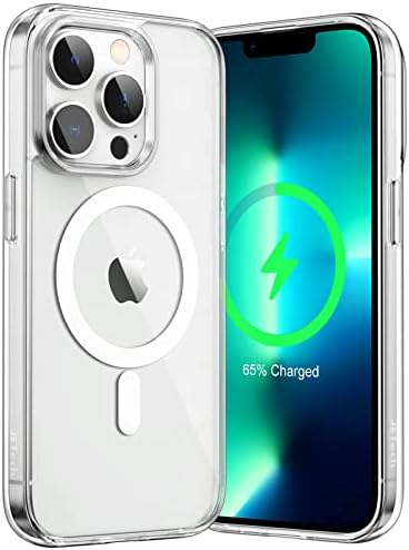 JETech Magnetyczna Etui do iPhone 13 Pro Max 6,7 Cala Kompatybilny z MagSafe Bezprzewodowy Ładowanie, Odporny Wstrząsy Case, Przezroczysty Tył, Odporny na Zarysowania (Przezroczyste)