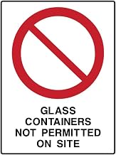 Prohibition Sign - Glass Containers Not Permitted On Site Metal Sign 8 x 12 Inch Wall Decor for Indoor & Outdoor Use