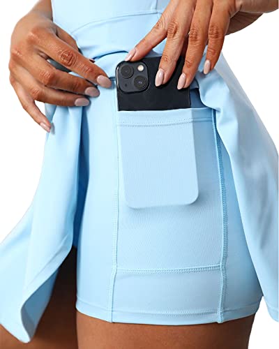 Image of Womens Sleeveless 2-in-1 Athletic Tennis Golf Dress Underneath Workout Active Dresses with Built-in Shorts