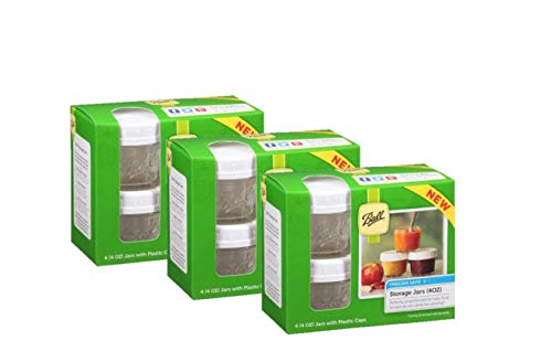 Ball 4-Piece Freezer Safe Storage Jar Set With Plastic Lids, 4 Ounces