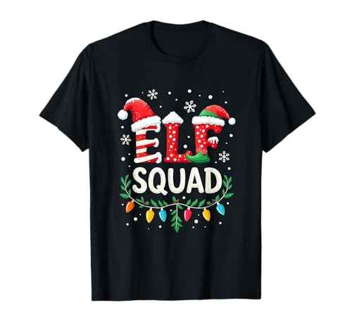 Xmas Elf Squad Family Christmas Matching pijamas Tee t-shirt, Preto, S