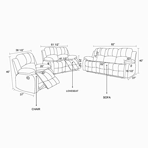 A Ainehome Luxury Recliner Sofa Living Room Set Reclining Couch Sofa Chair Loveseat Living Room Furniture Sets(A-Brown Leather, 3 Piece Set) #TOP6