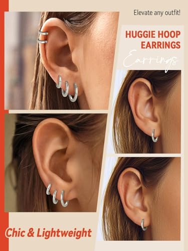 FaithHeart Sterling Silver Hoop Earrings for Women, Hypoallergenic Huggie Hoop Earrings Lightweight Small Cartilage Earrings Hoop Earring Dainty Everyday Earrings 6/8/10/12/14/15/16/18/20mm3