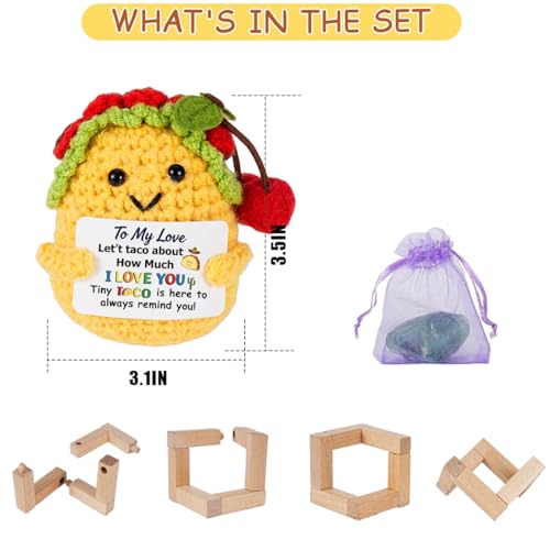 Gifts for Him Her, Positive Crochet Animals with Fragrance, Card Conten: to My Love, Let's Taco 'Bout How Much I Love You! Tiny Taco is Here to Always Remind You! Encouragement Gifts for Women Men — view 2
