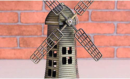 Gfdj Dutch Windmill Model Vintage Metal Craftwork Sculpture Collectible Figurine Architectural Model Decor For Gift Home Office Souvenir (Bronze) #TOP5
