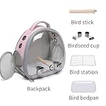 Bird Carrier Cage, Pet Travel Carrier Backpack with Standing Perch,Parrot Cockatiel Carrier Bag, Food Bowl for Lovebirds Conures Parakeet Budgie Canary & Small Animal (Pink+Accessories) - Image 4