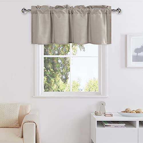 DWCN Taupe Sheer Valance Curtains, 1 Panel, 42 X 12 Inch