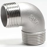 AGUTEA 3/4 Inch Heavy-Duty 304 Stainless Steel 90-Degree Elbow Fitting, NPT Male Threads for Industrial Plumbing (1-Pack)