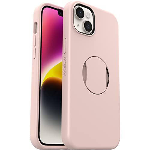 Coque iPhone 14 Plus OtterBox OtterGrip rose avec poignée MagSafe intégrée
