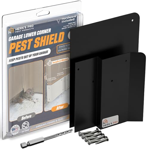 Hern's Pro Garage Lower Corner Pest Shield – Heavy-Duty Aluminum Armor | Fits 2x4, 2x6, 2x8 Jambs | Chew-Proof Metal | Complete Frame & Seal Protection | Made in USA | No Demolition Required (Black)