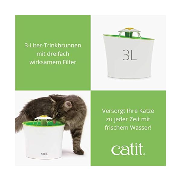 Catit Flower Fountain, Blumentrinkbrunnen für Katzen, 3L, weiß/grün, 1 Stück (1er Pack) – Bild 3