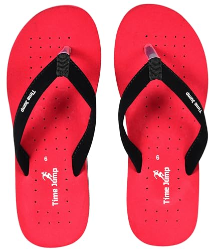 Image of Perforated Flip Flops, Burgundy with Black Straps, Casual Beach Sandals