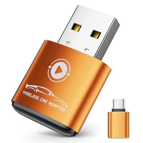 Wireless CarPlay Adapter for Apple iPhone（2026 Upgraded） Mini Design, Converts Factory Wired to Wireless Adapter for CarPlay, Plug and Play, Auto Connect Fast and Stable(Orange)