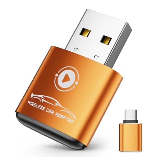 Wireless CarPlay Adapter for Apple iPhone（2026 Upgraded） Mini Design, Converts Factory Wired to Wireless Adapter for CarPlay, Plug and Play, Auto Connect Fast and Stable(Orange)