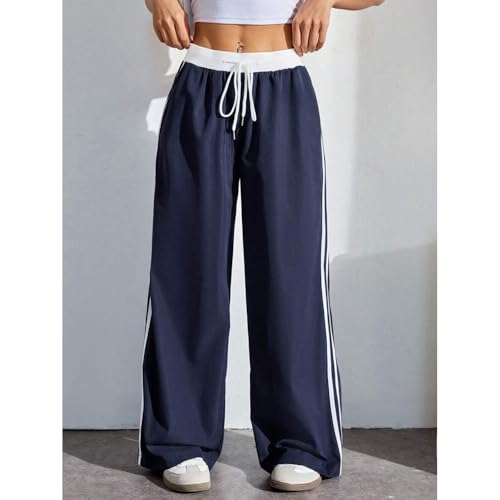 Grunge Y2k Clothes Streetwear Jersey Pants Cute Drawstring Baggy Straight Leg Track Pants Womens Wide Leg Sweatpants3