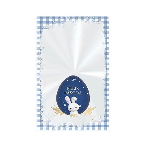 Saco Transparente Contos de Páscoa Azul 11X19,5cm 50 Unidades 11301165 CROMUS