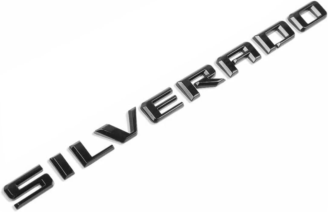 Tailgate Letter Logo Nameplate Emblem 3D Badge Compatible with 2019-2022 Silverado 1x (Silver)