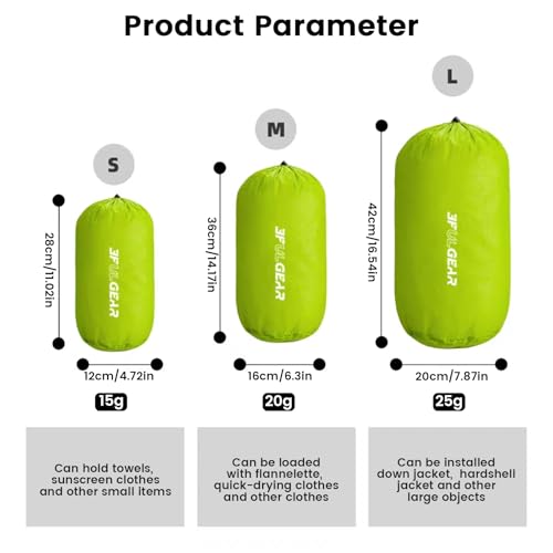 3FULGEAR Stuff Sack With 5 Colors,Ultralight Nylon Compression Bag-Waterproof Bag Design for Camping, Hiking, Traveling, Keep Camping Gear Dry (210T Medium-Random color) — view 3