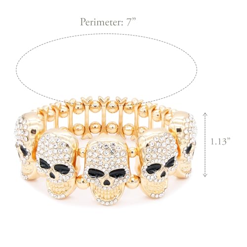 Lavencious Skull Stretch Bracelet Elastic Band Party Jewelry for Women 7"2