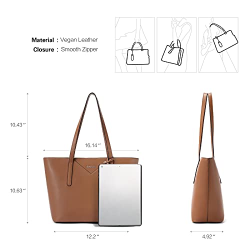 BROMEN Women Handbags Designer Leather Tote Purse Large Capacity Purses and Handbags Shoulder Bag Brown