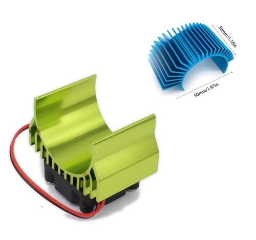 Rc Motor Heatsink 540, Aluminum Motor Heat Sink With 6V Cooling Fan Fit 540 550 3650 Size Brushless Motor For 1/8 1/10 Rc Car Truck Buggy Crawler(Green） #TOP4