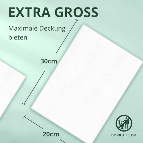 WhyWorry XL Feuchttücher für Erwachsene, 20x30 cm Extra Dick Körperreinigungstücher für ältere Inkontinenz Pflege, Extra Groß Pflegetücher mit Aloe & VE, Parfümfrei, 220 Stück (4 Packungen mit 50)