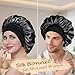 Adubor Silk Bonnet for Sleeping Women Men - Larger Double Layer Satin - Non-Slip Silk Turban - Hair Bonnet for Sleeping - Sleep Cap for Curly Hair (Black 1PC)