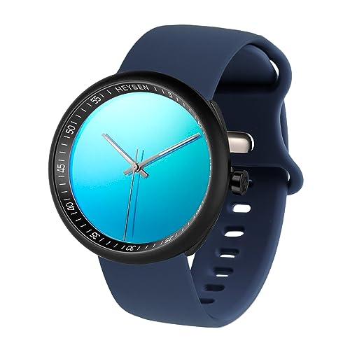 HEYSEN Japanese Quartz Movement Watches for Women & Man & Unisex Fashion Gifts Couples Watches Ultra-Thin Simple and Cool Waterproof Watch-Waterproof Silicone Strap, Blue face - black - dark blue