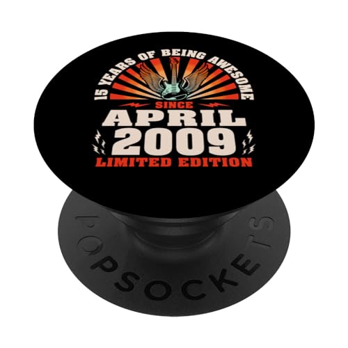 15 Cumpleaños 15 Años Guitarrista Amante de la Música Nacido Abril 2009 PopSockets PopGrip Intercambiable