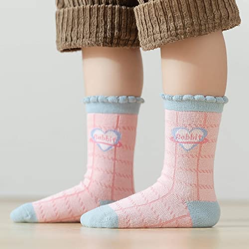 Adult Woman Socks Girls Socks Autumn Winter Fresh Cartoon Cute Red Flower Rabbit Print Thickened Cute Running Socks #TOP2
