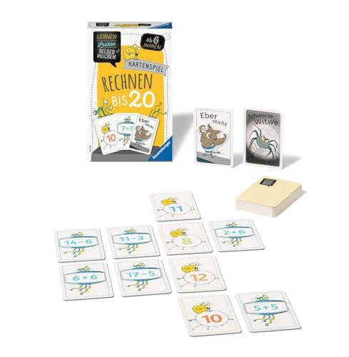 Foto von Ravensburger 80349 - Lernen Lachen Selbermachen: Rechnen bis 20, Kinderspiel ab 6 Jahren, Lernspiel für 1-5 Spieler, Kartenspiel, Mathematik