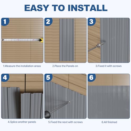 20 Pcs Metal Roof Panels, 180 sq.ft 17.7"×73.2" Galvanized Steel Corrugated Roofing Panels, Metal Siding Panels with 200 Screws and Glove,for Garages Sheds Stables Carport Mobile Homes, Grey