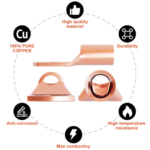 Sanuke 130pcs Copper Wire Lugs, Battery Lugs Awg 2 4 6 8 10 12 14 16 Copper Lugs Assortment Ring Terminals Connectors Wire Connectors Terminals, 70pcs Battery Cable Ends with 60pcs Heat Shrink - Thumbnail 7