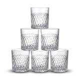 INDE SANTA CLARA | Set 6 Vasos de Cristal Agua 35cl Oban Tallado Transparente, Vasos Bajos de Vidrio Claro, Vasos Agua Aptos Lavavajillas y Microondas