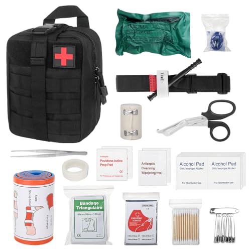 FENGQ Botiquín de Primeros Auxilios, 46 Piezas Táctica Compacta Botiquín, first aid kit, Kit de primeros auxilios, Kit Primeros Auxilios para Senderismo, Al Aire Libre, Camping, Bicicleta, Coche